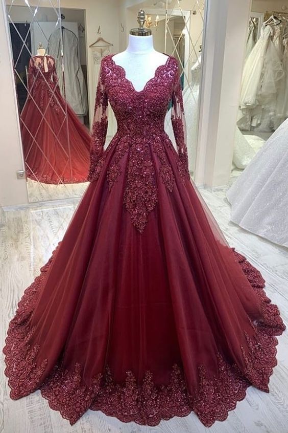 New modern evening dresses with sleeves | Red prom dresses cheap cg16441