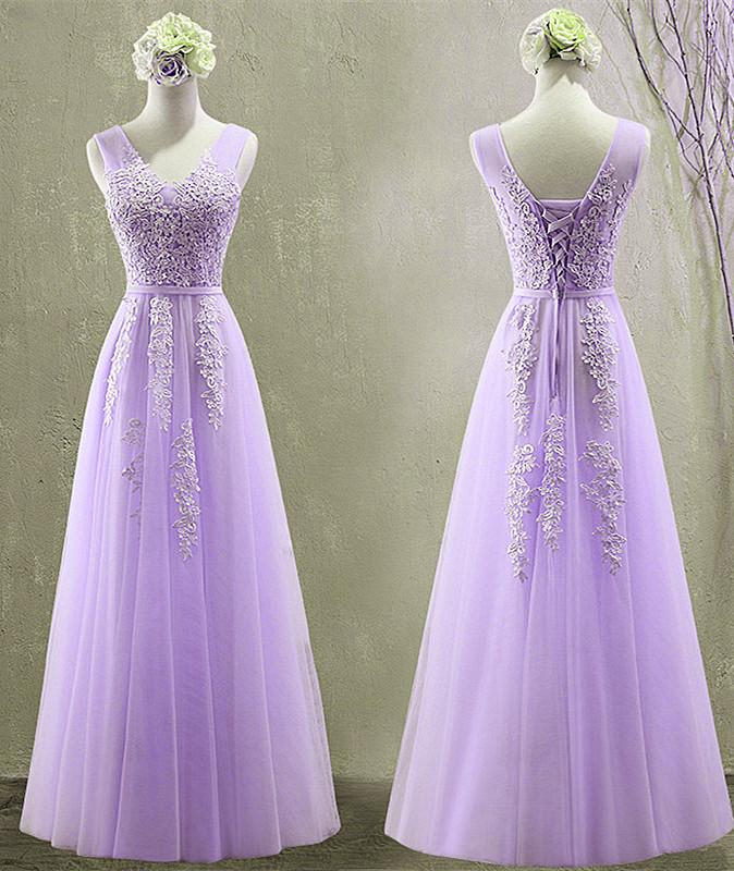 Pretty Lavender Tulle With Lace Applique Junior Prom Dress, New Formal Dress cg16444