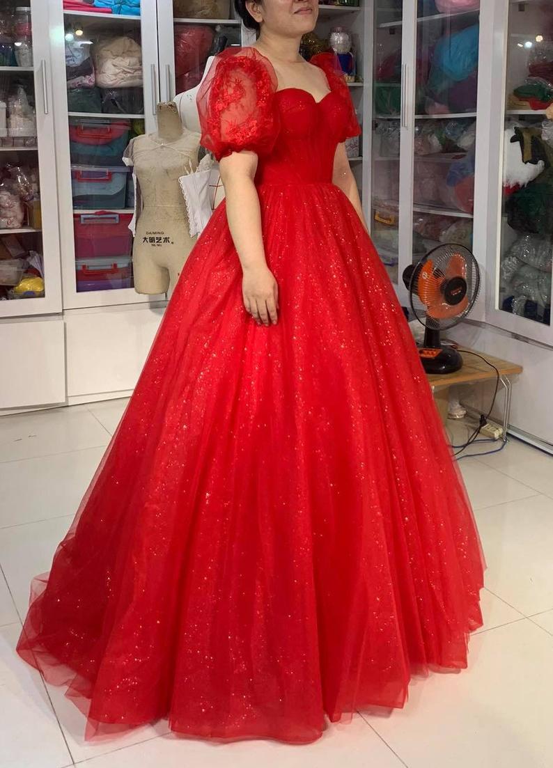 Glitter Red Dress Shiny Red Dress Red Dress Prom Dress cg16524