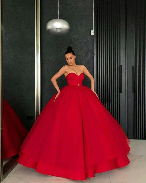 red Prom Dress,Ball Gown Red Prom Dress,Tulle Pageant Dress cg16596