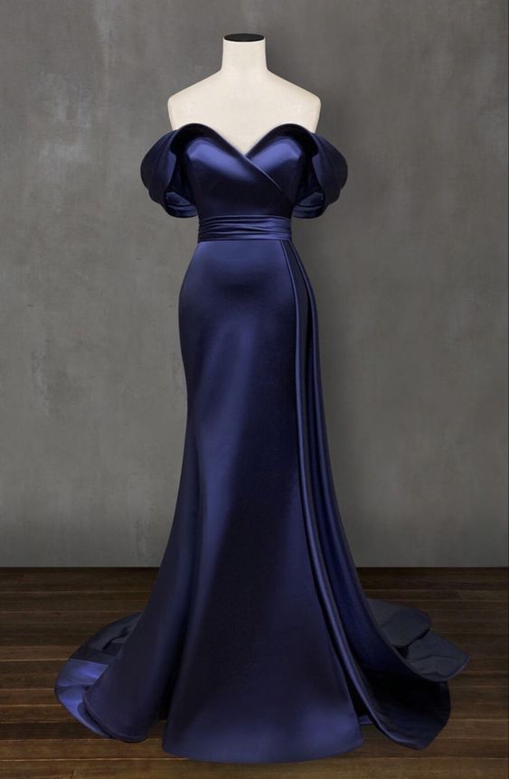 Navy Blue Mermaid Formal Dresses Prom Dress cg16606