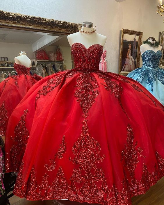 Princess red Quinceanera Dress long prom dress cg16620