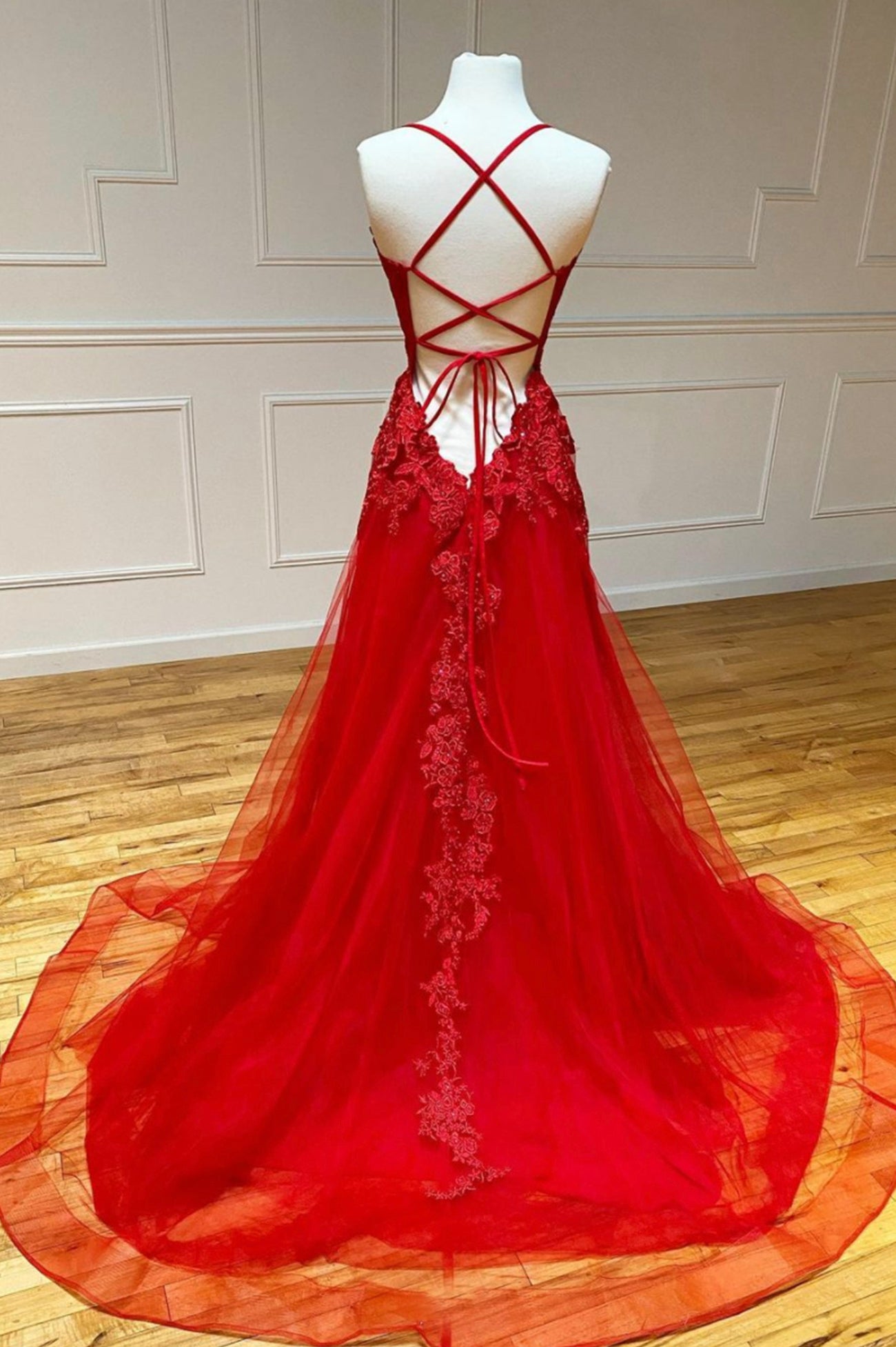 RED LACE LONG PROM DRESS RED EVENING DRESS cg16645