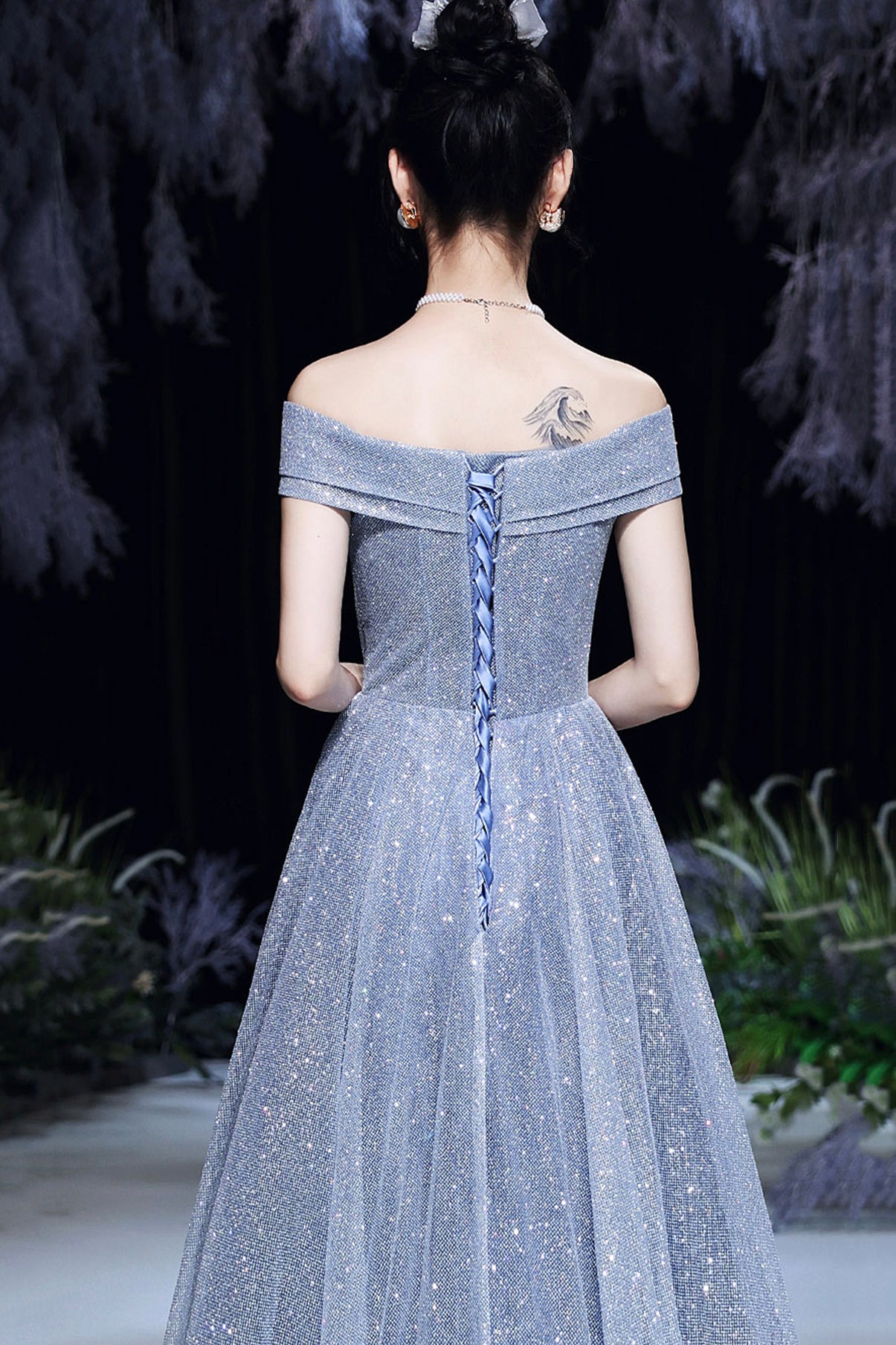 SHINY TULLE LONG A LINE PROM DRESS EVENING DRESS cg16673