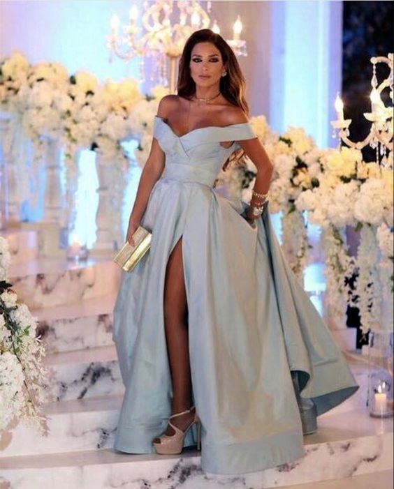 light blue taffeta evening gown Prom Evening Gown cg16726