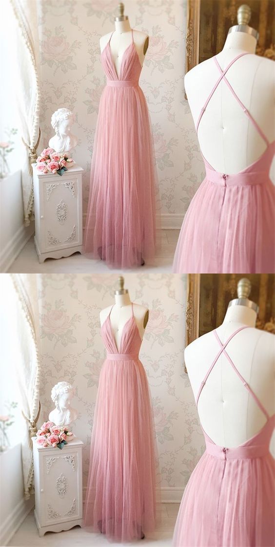 Tulle Pink Dress A line Prom Dresses cg16795
