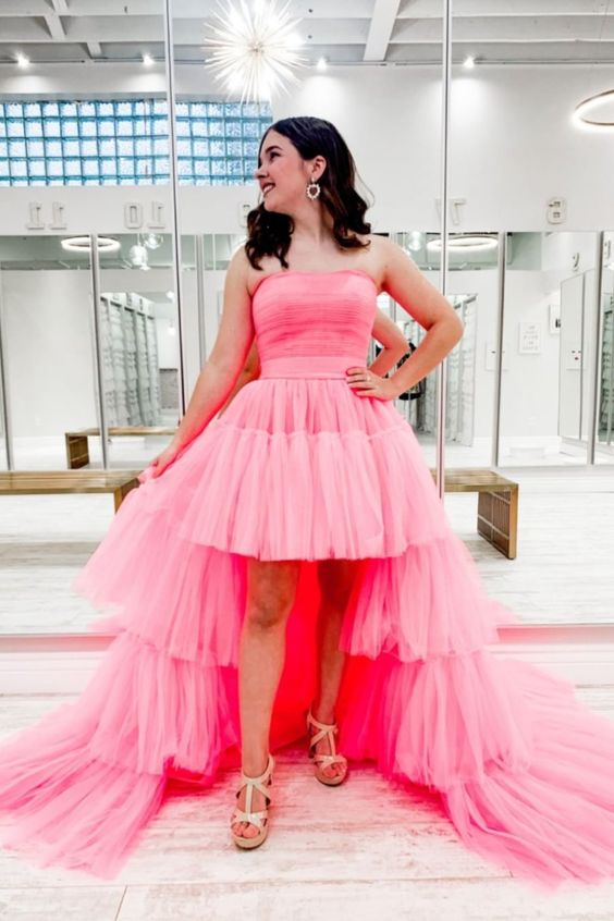 princess high low pink dress priness dress prom gown cg16847