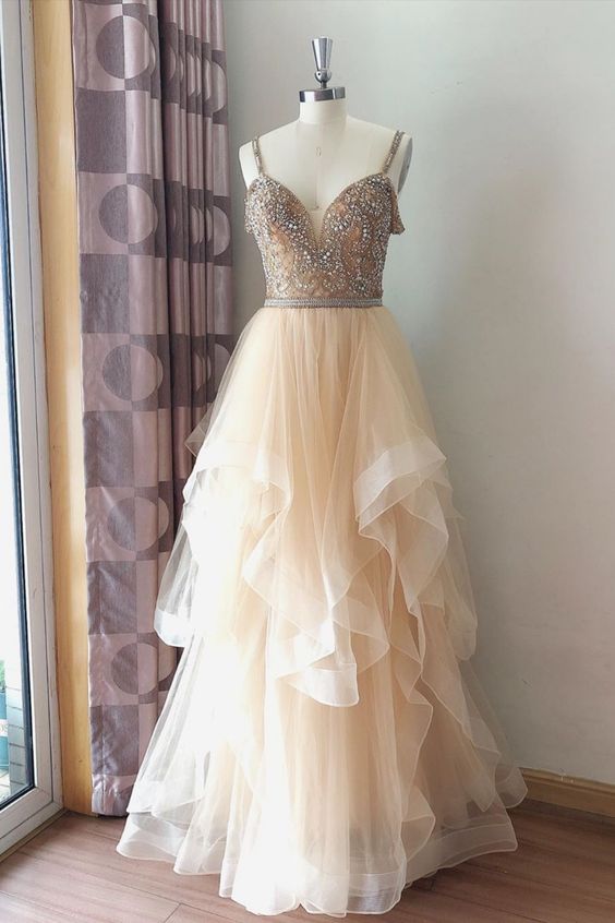 Princess Two Piece Yellow Long Prom Dress cg16852