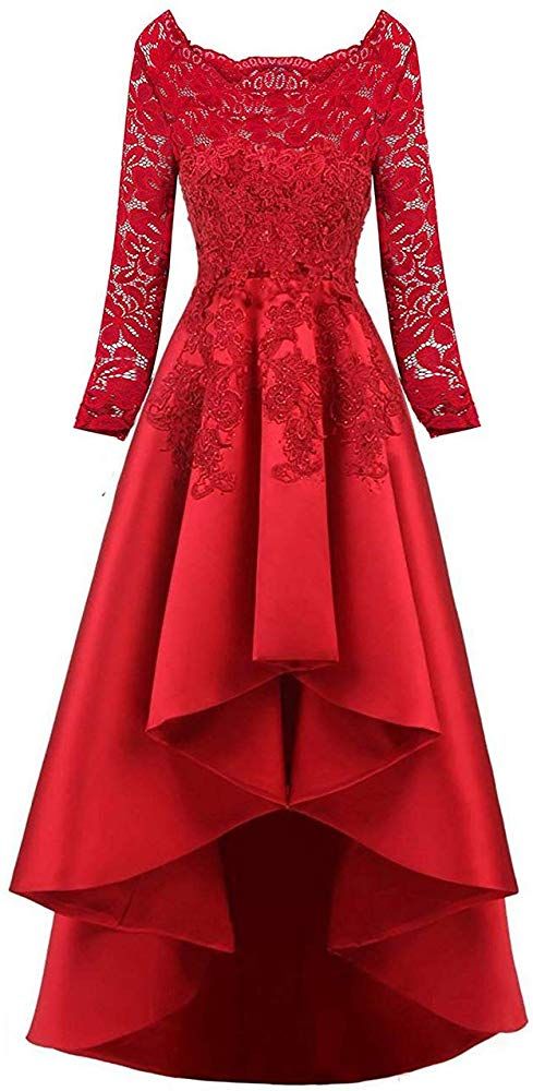 Womens Long Sleeves Beaded High Low Evening Prom Party Dresses cg16856