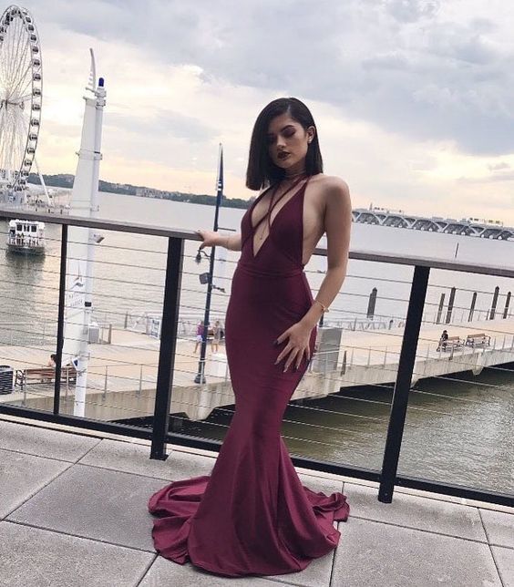 Strappy Open Back Mermaid Long Prom Dress cg16931