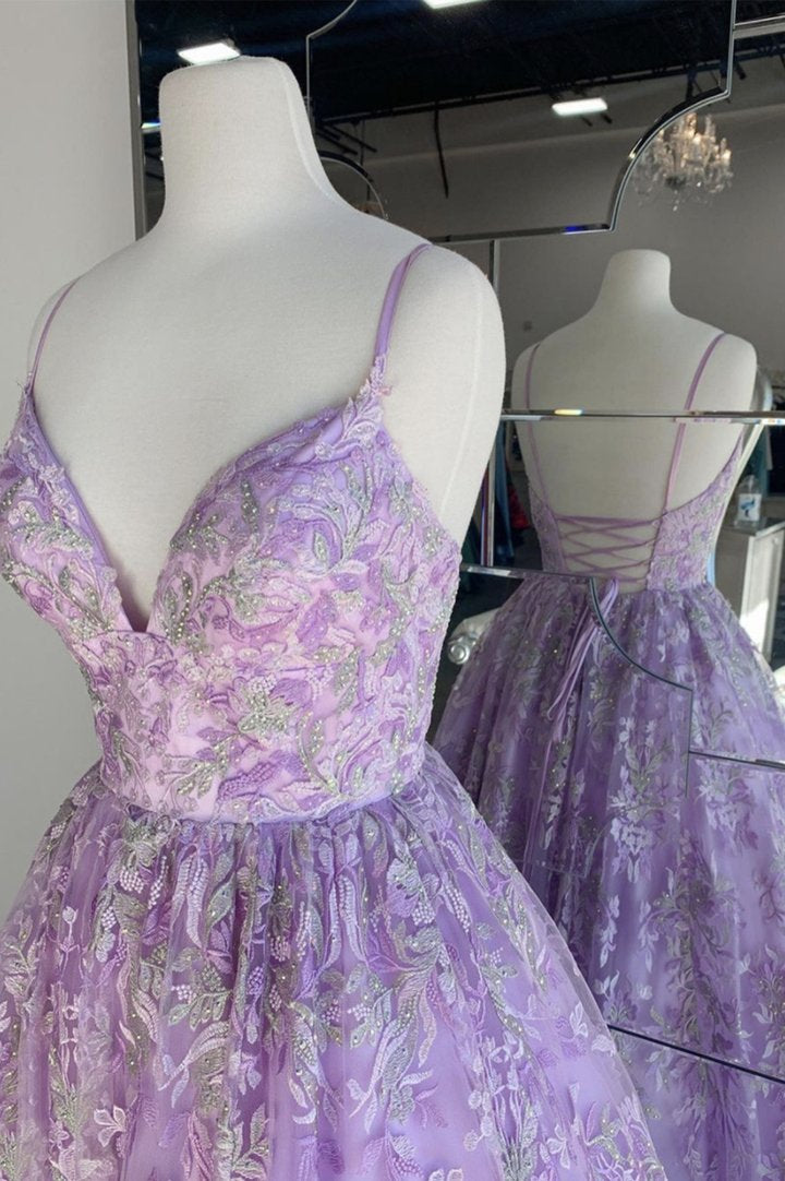 Purple lace long ball gown dress formal dress prom dress evening dress cg16996