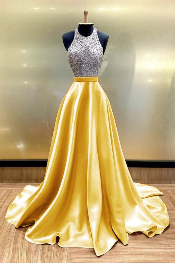 Long Gold Prom Dresses cg17035