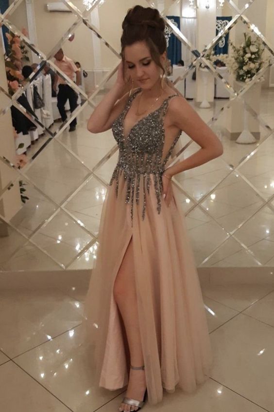 Peach Tulle Prom Dresses cg17184