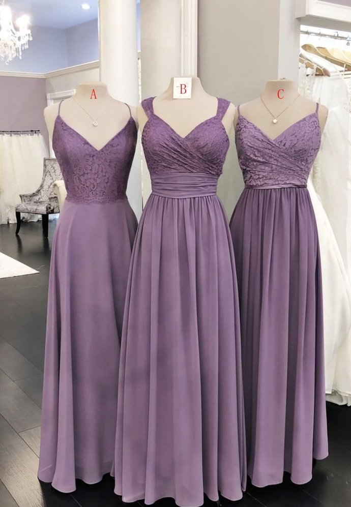 Purple chiffon lace long prom dress evening dress cg17216