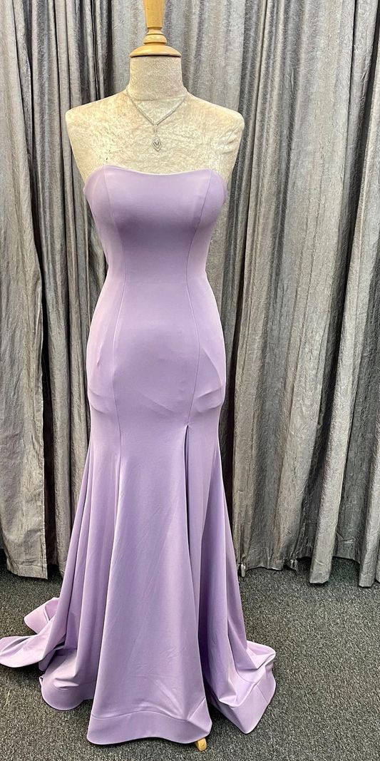 mermaid lavender formal dress prom dress with sweetheart neckline and side slit cg17245