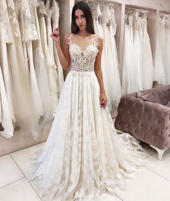 Unique sweetheart lace tulle long prom dress, lace tulle evening dress cg17282