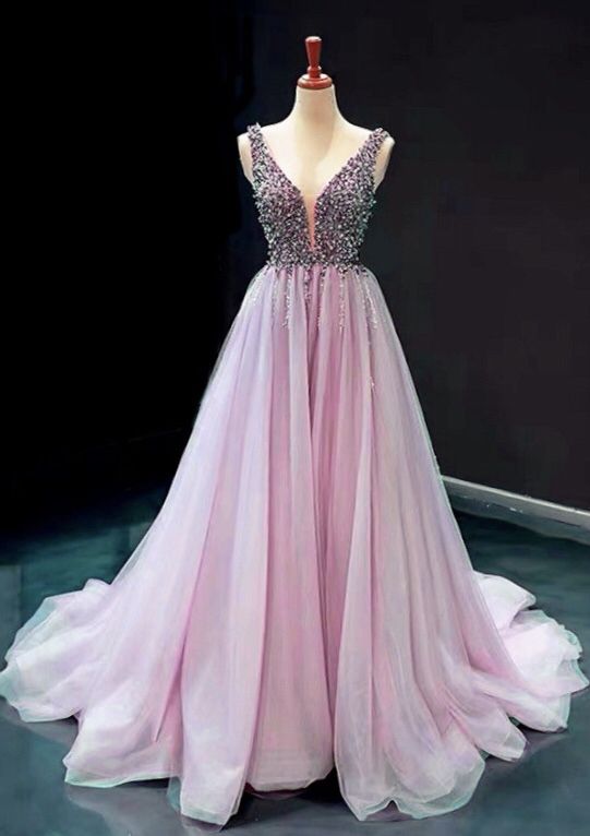 Mauve Pink Formal Gown Beaded prom dresses 2021 cg17309
