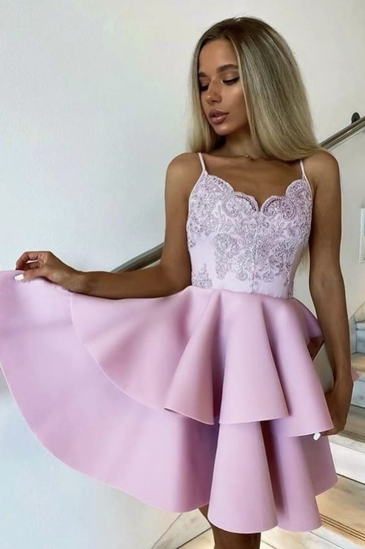 Pink lace short homecoming dress cg17442