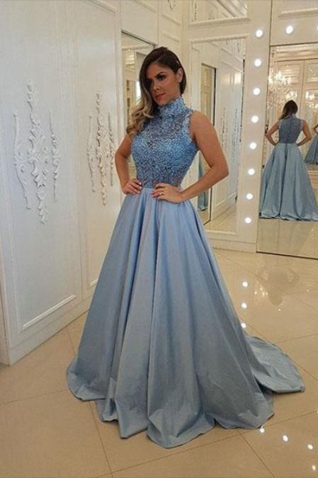 A-Line Beaded Lace Long Prom Dresses Formal Evening Gowns cg17498