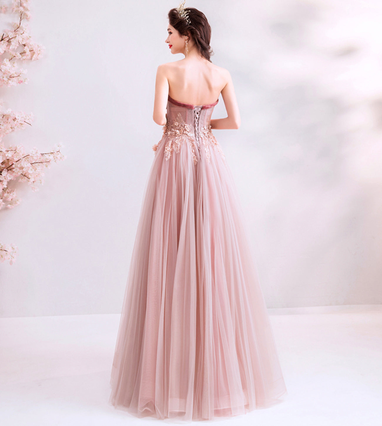 CUTE TULLE LACE LONG A LINE PROM DRESS EVENING DRESS cg17507