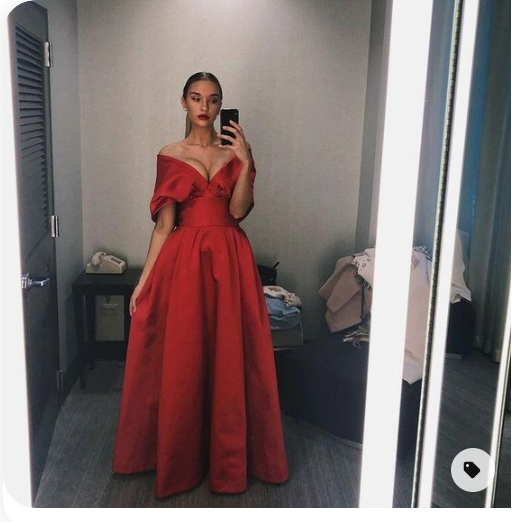 High Fashion A Line Off the Shoulder Red Long Prom Dress cg17663