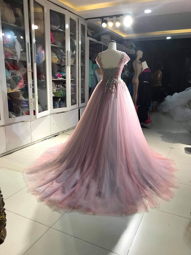 Full length Pink Rose Dress prom dress formal dress cg17711