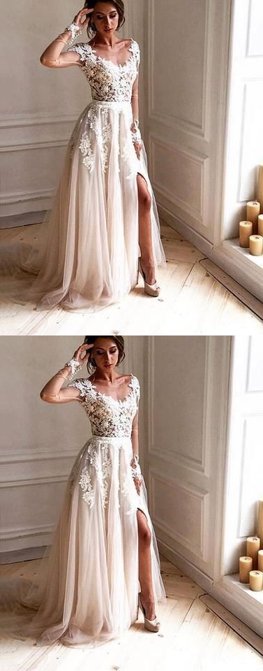 Dark Ivory Cap Sleeve Lace Beaded A line,Long Evening Prom Dresses, Popular Long prom Dresses cg17728