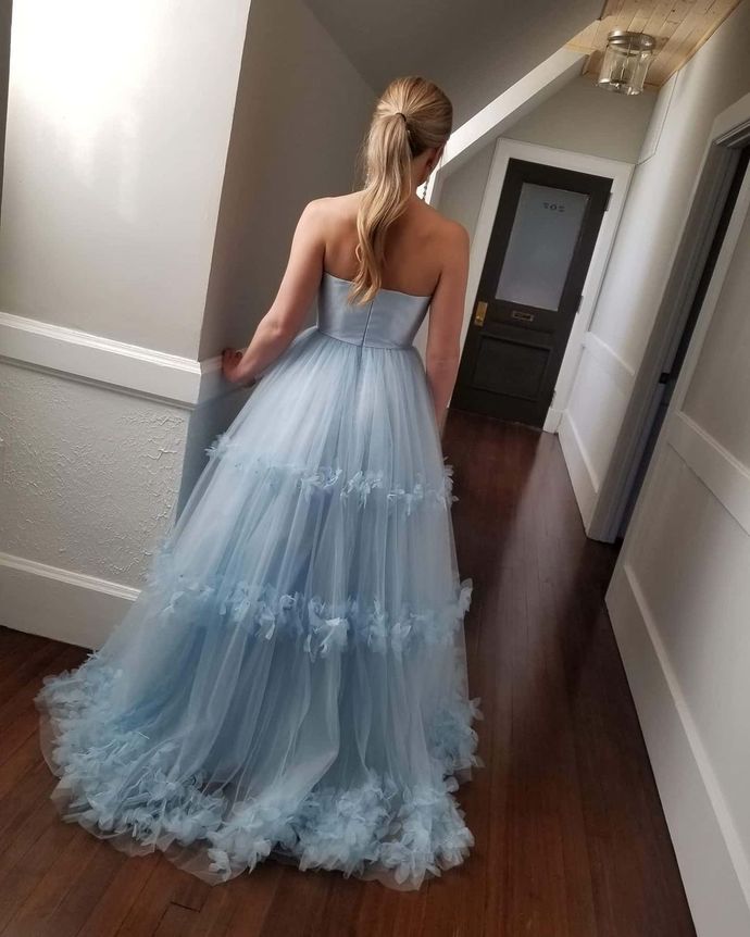 Strapless Light Blue Prom Gown cg17850