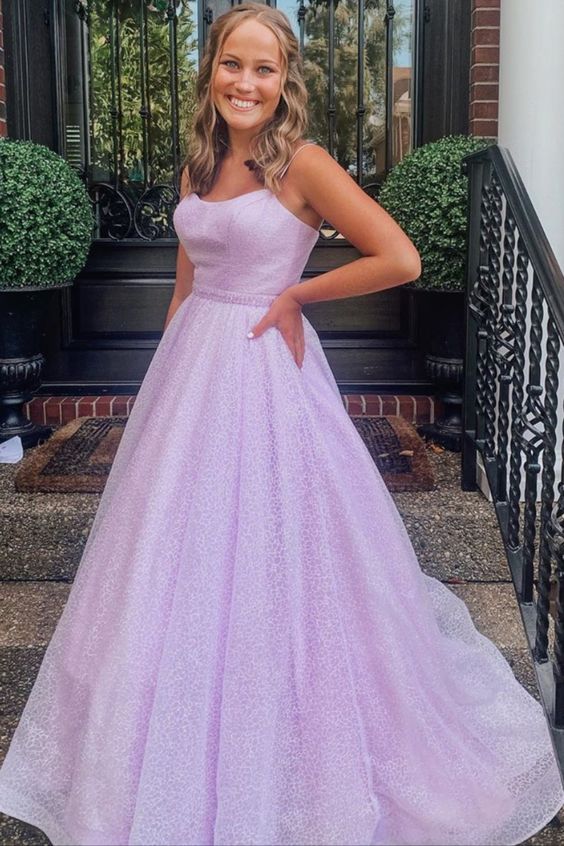 princess A-line lavender tulle long formal dress prom dress 2021 cg17929