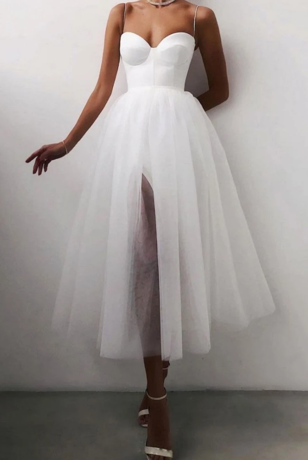 WHITE TULLE SHORT PROM DRESS WHITE TULLE EVENING DRESS cg17999