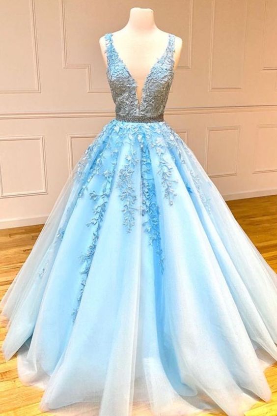 A-line light blue long formal dress prom dresses cg18045