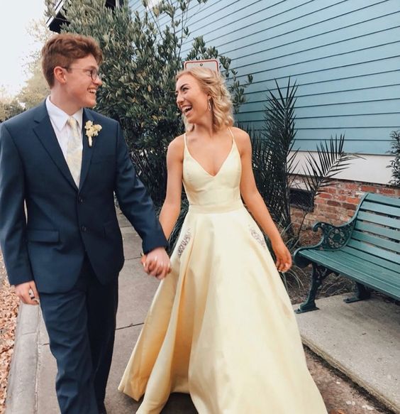 formal prom dresses, yellow prom gowns, graduation party dresses cg18269