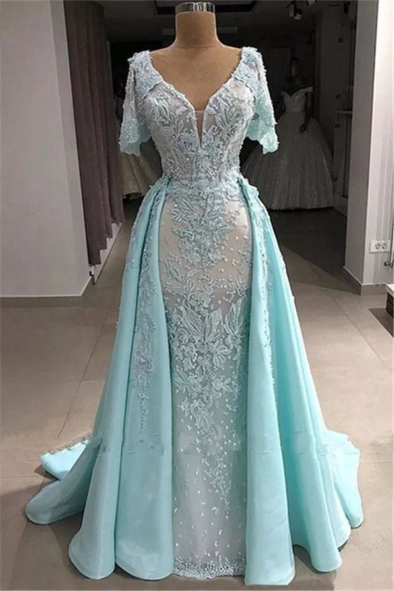 detachable skirt lace applique prom dresses cg18277