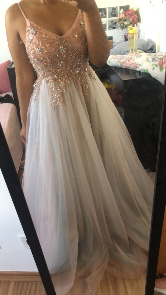 Rosewood Tulle Long Prom Dress with Beaded Bodice cg18289