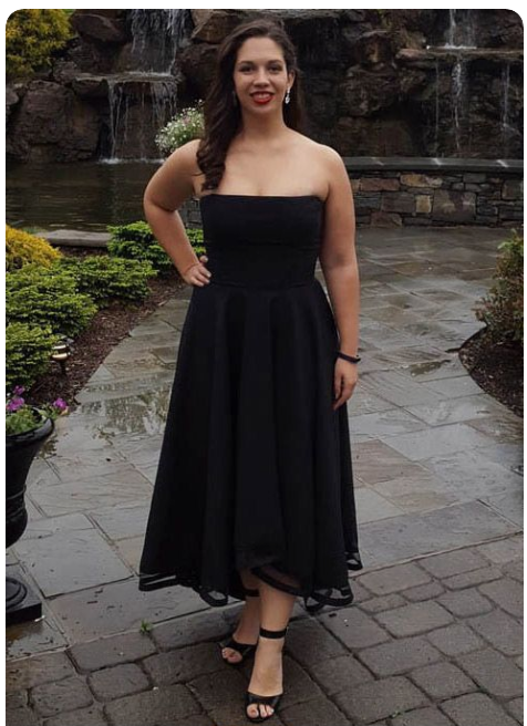 Black High Low Strapless Elegant Prom Dresses cg18307