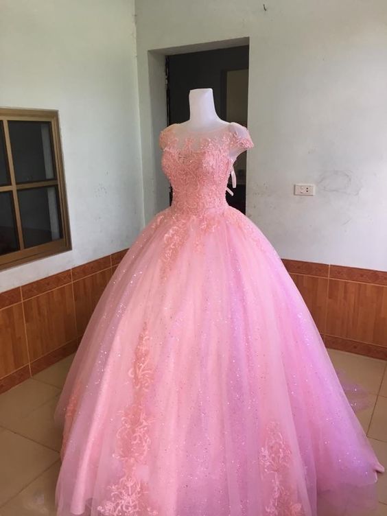 Princess Pink Long Prom Dress Ball Gown cg18351