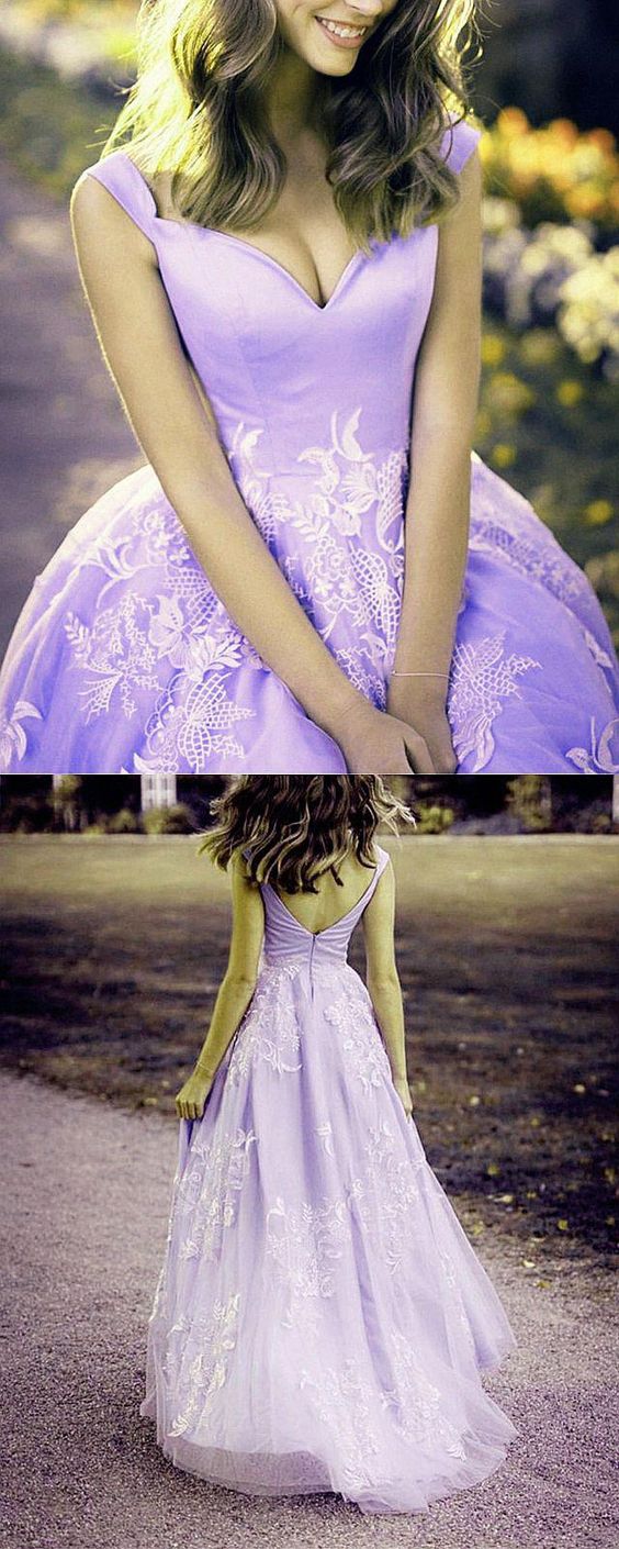 Elegant Lilac Princess Ball Gown Prom Dresses Off The Shoulder cg18378