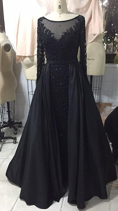 Luxury Mermaid Evening Dresses Attachable Train Long Sleeves Beading Crystal Sparkly Evening Gown Prom Party Dress cg18439