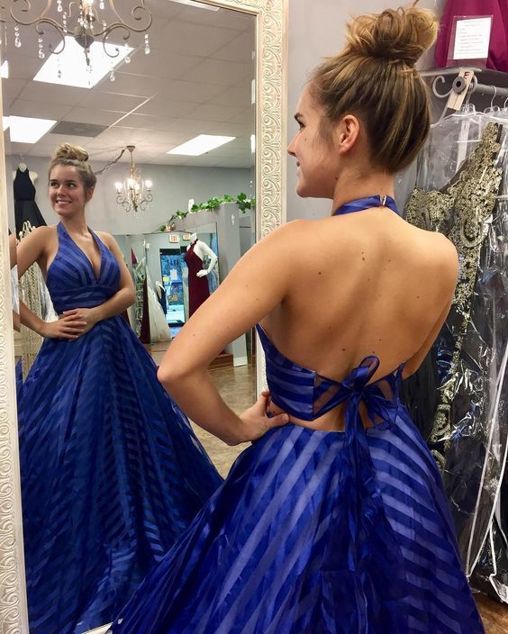 Princess two piece long prom dress, royal blue long prom dress, formal evening dress cg18460