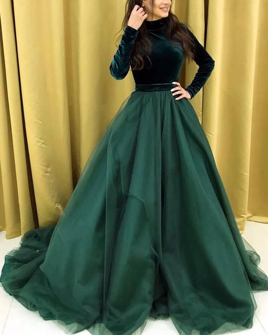 Green long sleeve Evening Dress Prom Dress cg18518