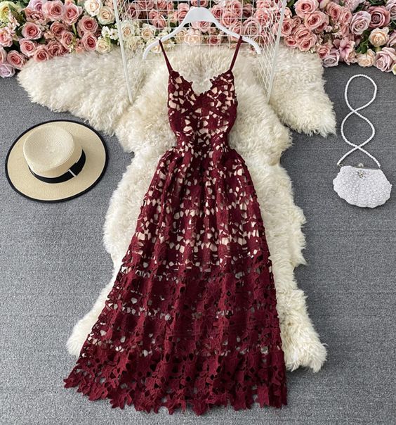 Stylish v neck lace dress A line party dress Long Prom Dress,Sexy Party Dresses cg18614