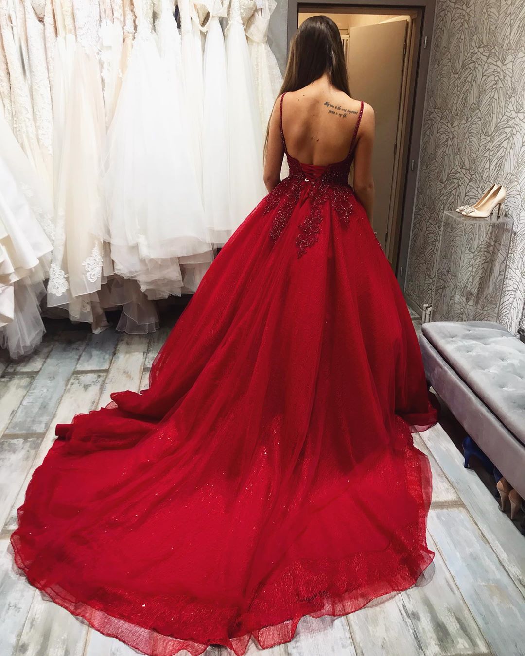 gorgeous red ball gown with beaded bodice. perfect dress long prom dress cg18719