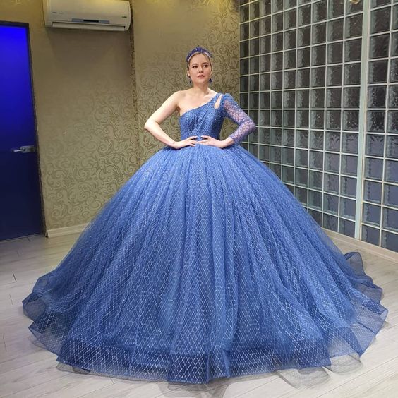 Charming A-Line Prom Evening Dresses, one Sleeve Princess Gown cg18759