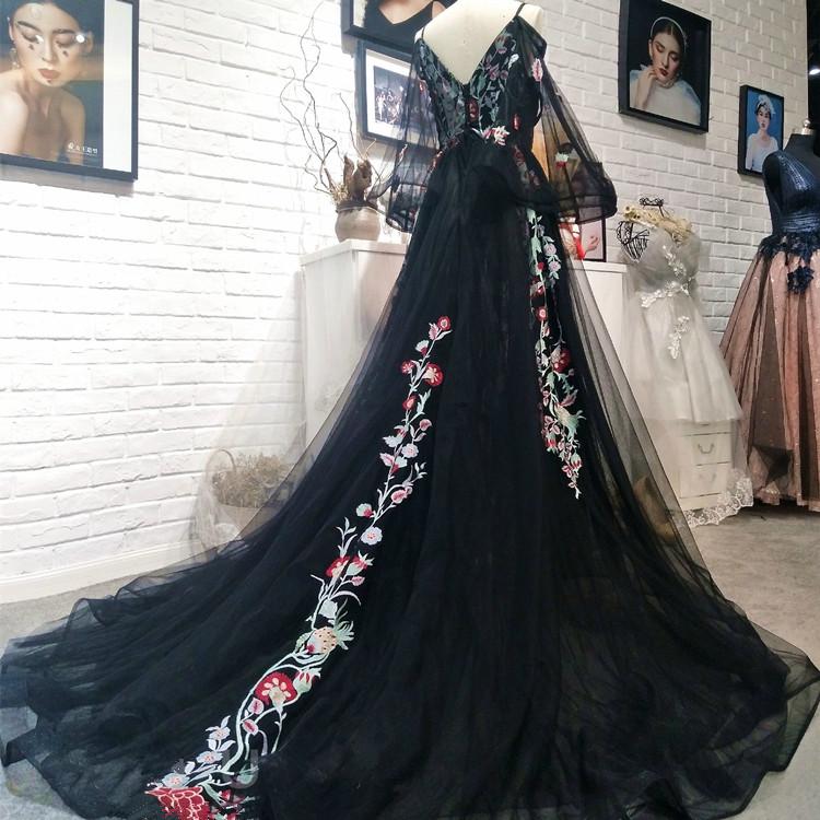 Black Long Sleeves Floor Length Formal Dress, Charming Party Dress Prom Dress cg18864