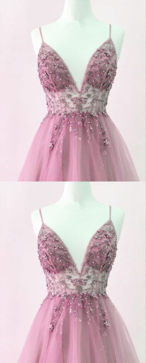Mauve pink Tulle prom dress cg19024
