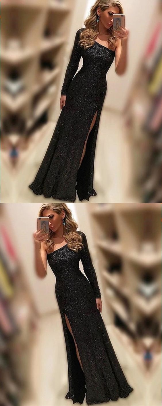 Unique Prom Dress evening gown Black Sequins Dress cg19102