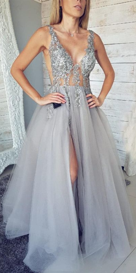 Elegant V-Neck Sleeveless Evening Dress,Prom Dresses cg19115