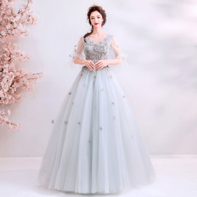Prom Dress Grey Ball Gown Prom Dresses cg19127