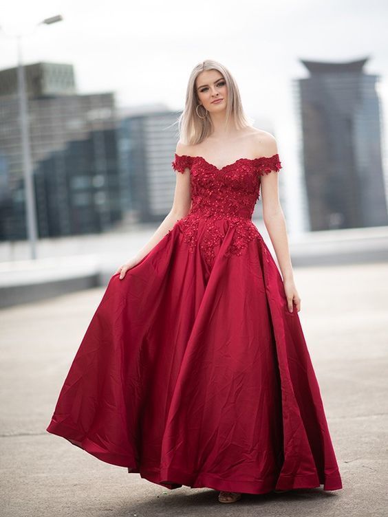 Off The Shoulder Red Long Prom Dresses cg19242