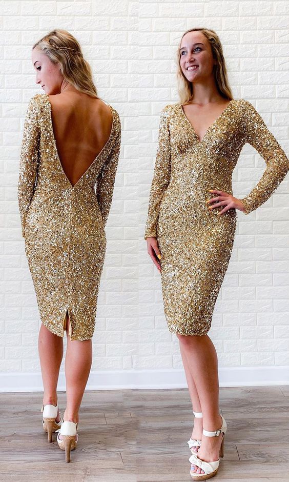 Sequins Prom Dresses Short, Fashion Forward Fitted Party Dresses cg19274